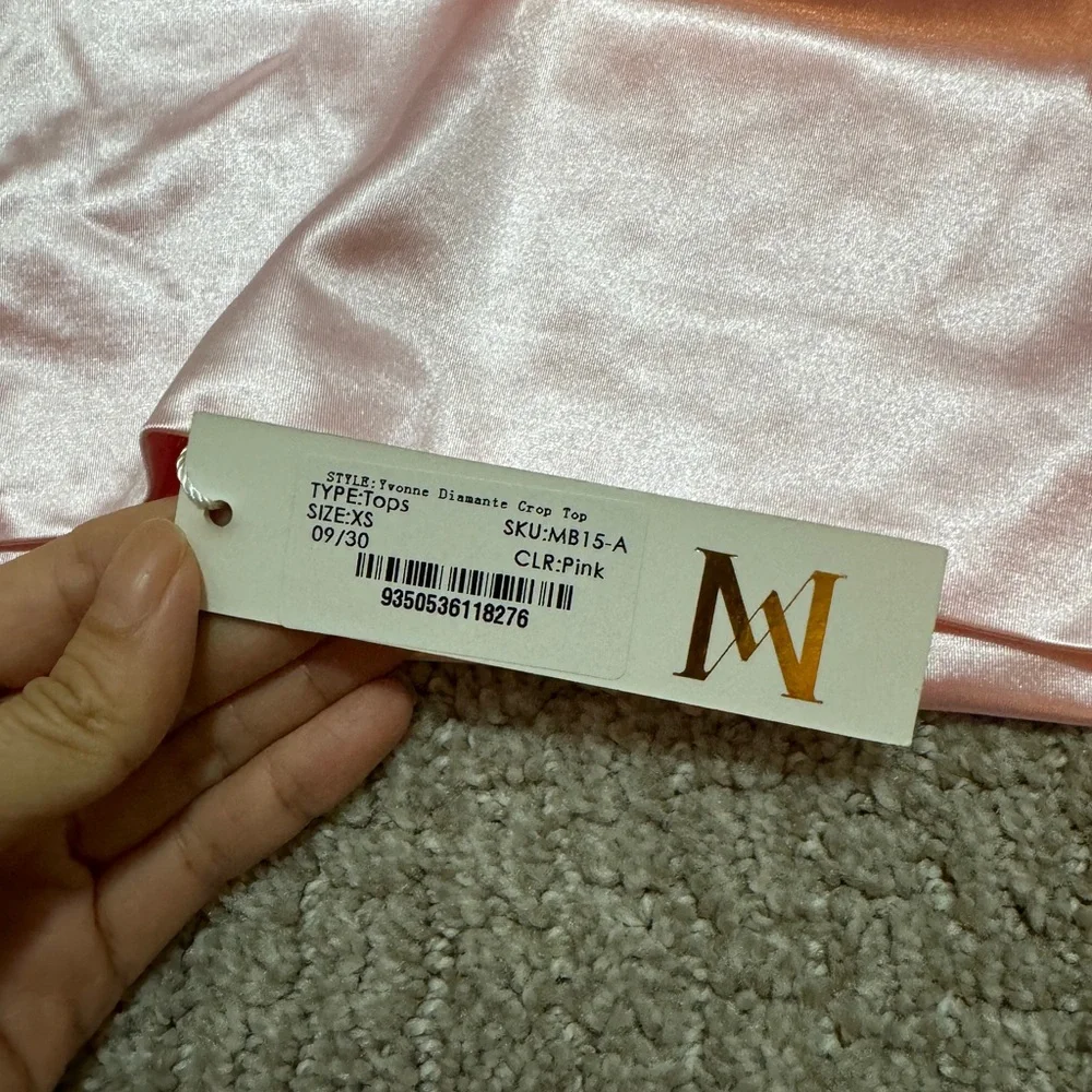 Meshki | Tops | Meshki Yvonne Diamonte Crop Top Baby Pink Blush | Poshmark